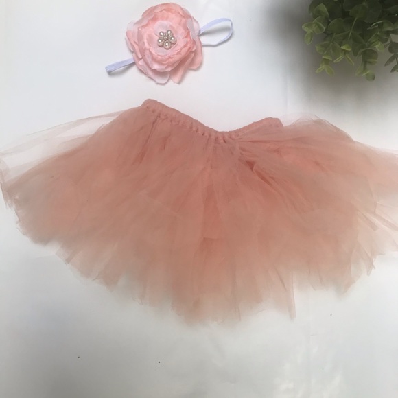 Coral tutu with matching headband - Picture 1 of 4